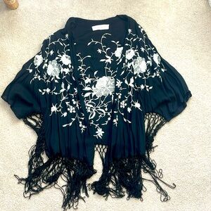 Abercrombie Embroidered Fringe Kimono